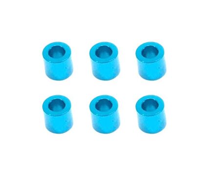 Square R/C M3 Aluminum Ball Stud Washers, 5mm Thick (Light Blue) 6 pcs.